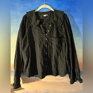 Pilcro Anthropologie Keira Top Blouse Black XL
